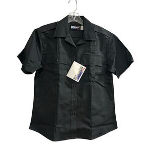 Blauer Women's Gray Short Sleeve Button-Up Work Shirt Size L